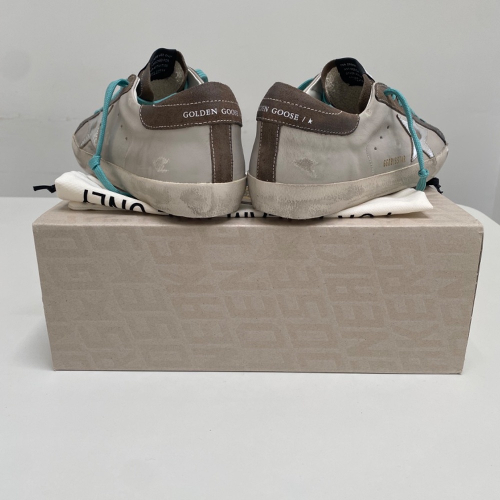Golden Goose Men’s Superstar Gray Leather/Green/Silver sz 42 New in Box - Picture 6 of 12